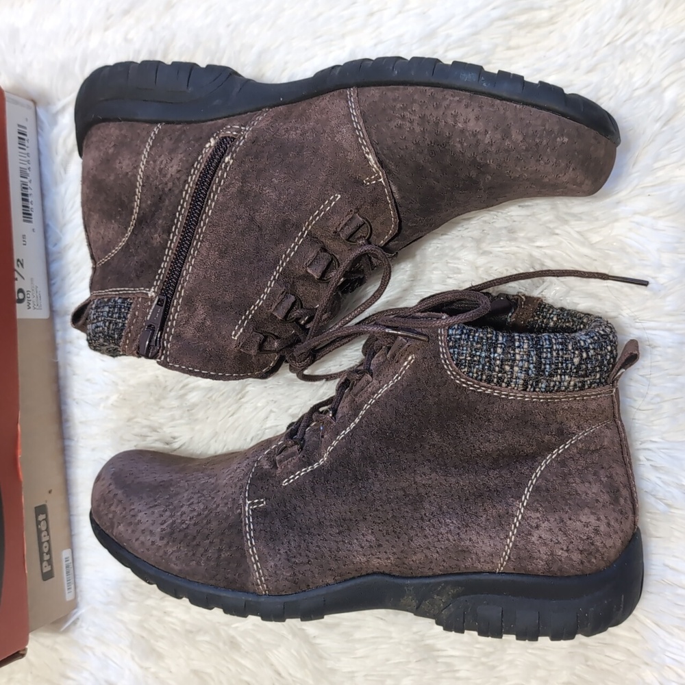 Propet Delaney Brown Suede Leather Hiking Chukka Lace Up Boots with Box 6.5 Wide - Picture 8 of 12
